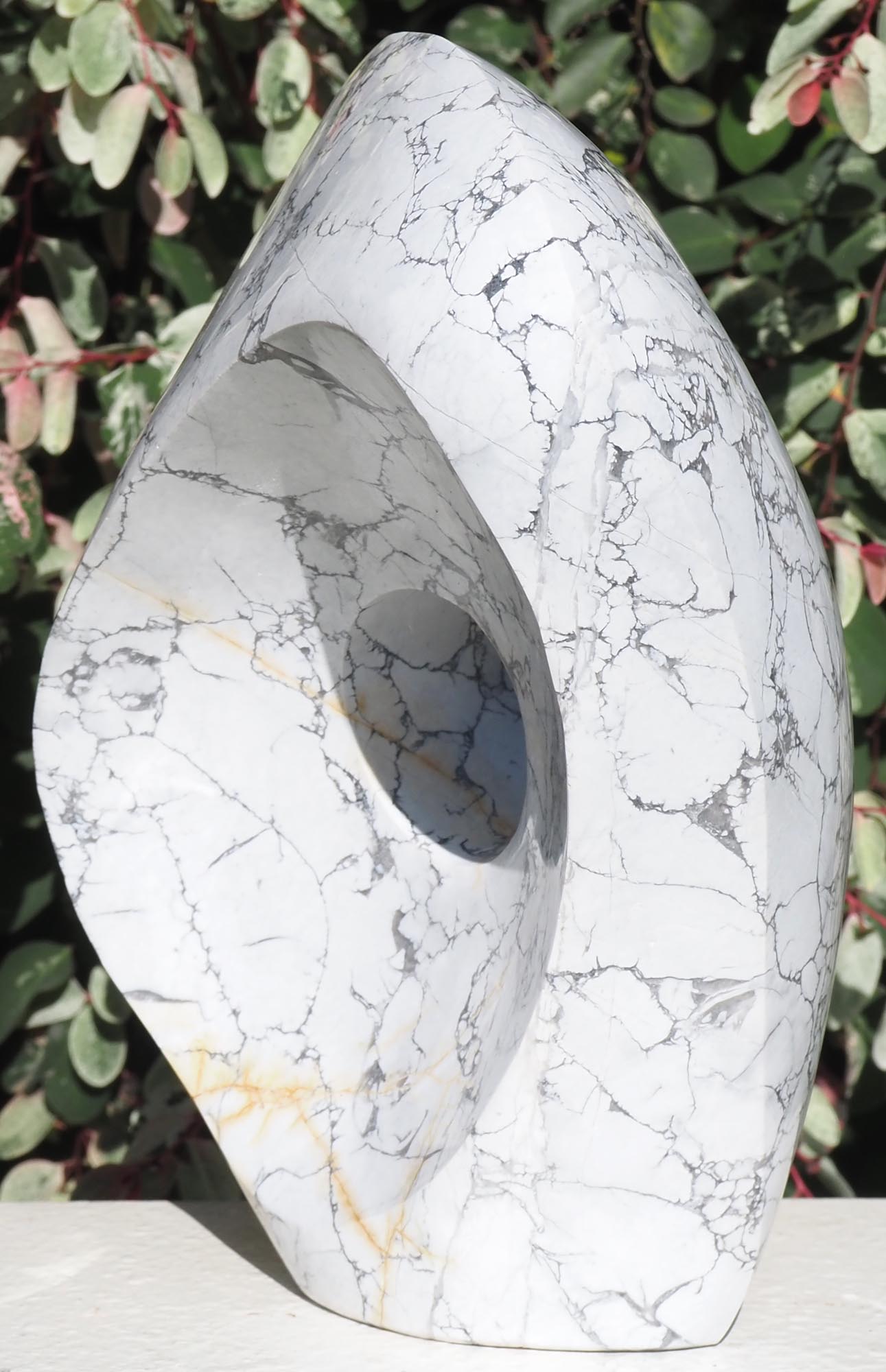 Original contemporary African stone sculpture art - Full Of Ideas by Tendai Gwaravaza - right side