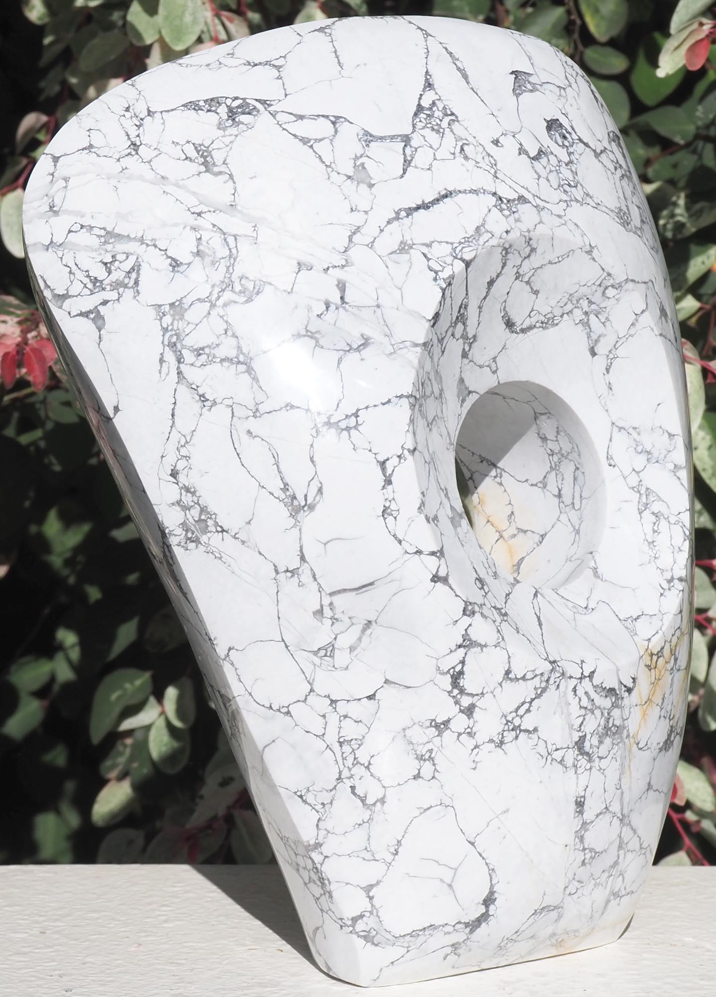 Original contemporary African stone sculpture art - Full Of Ideas by Tendai Gwaravaza - back left