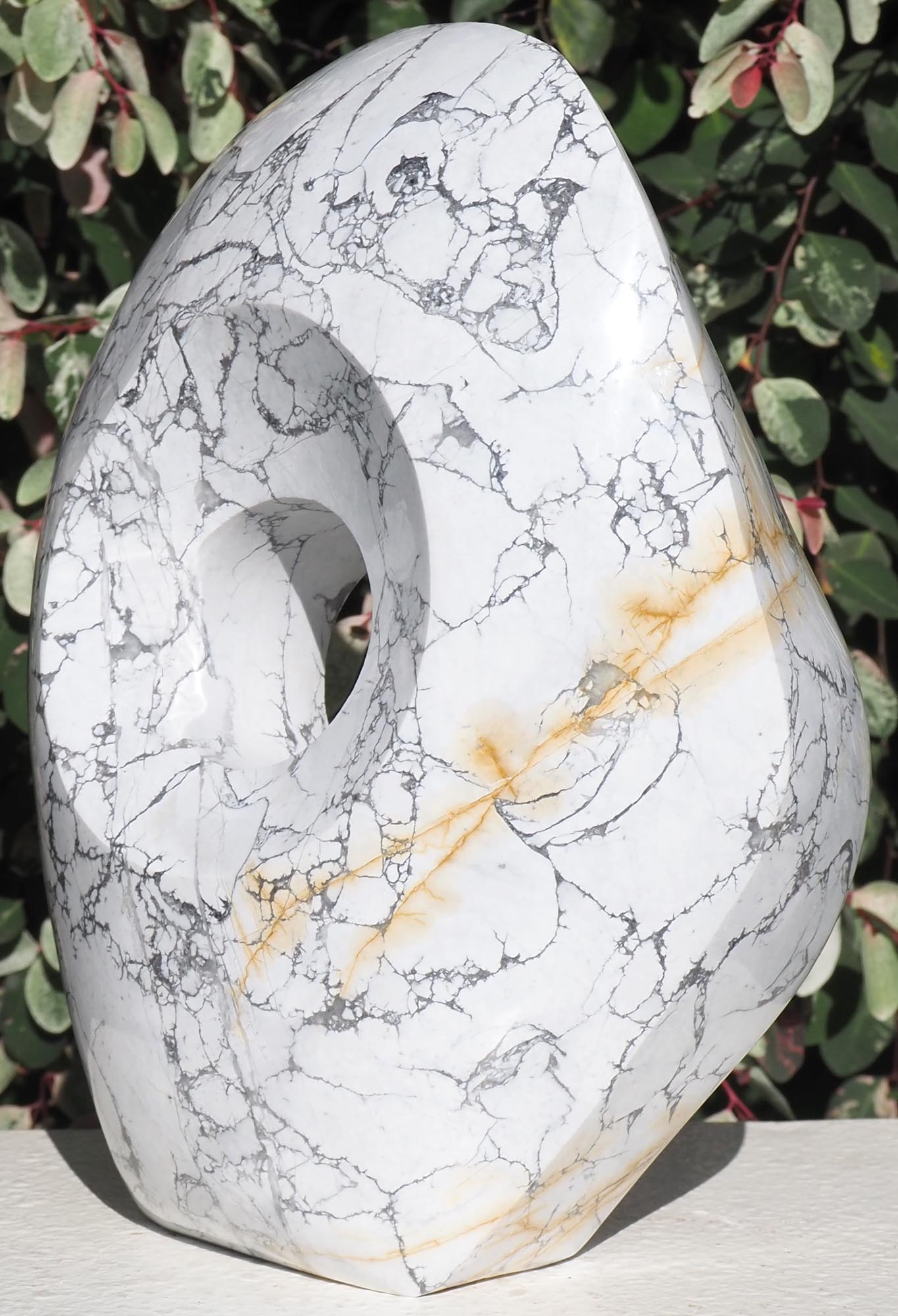 Original contemporary African stone sculpture art - Full Of Ideas by Tendai Gwaravaza - back right