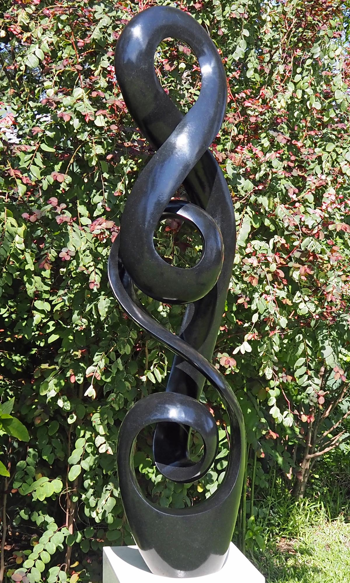 Black stone sculpture garden feature one-off centrepiece - Healthy Growth by Tonderai Sowa - image 2