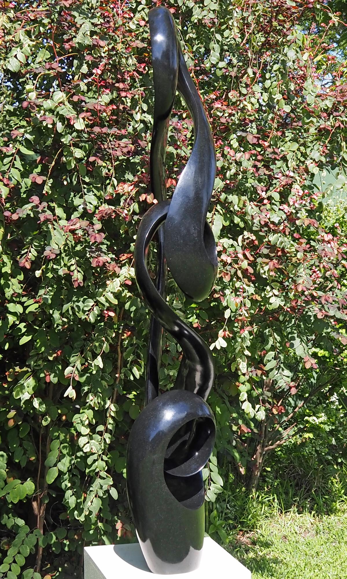 Black stone sculpture garden feature one-off centrepiece - Healthy Growth by Tonderai Sowa - image 3
