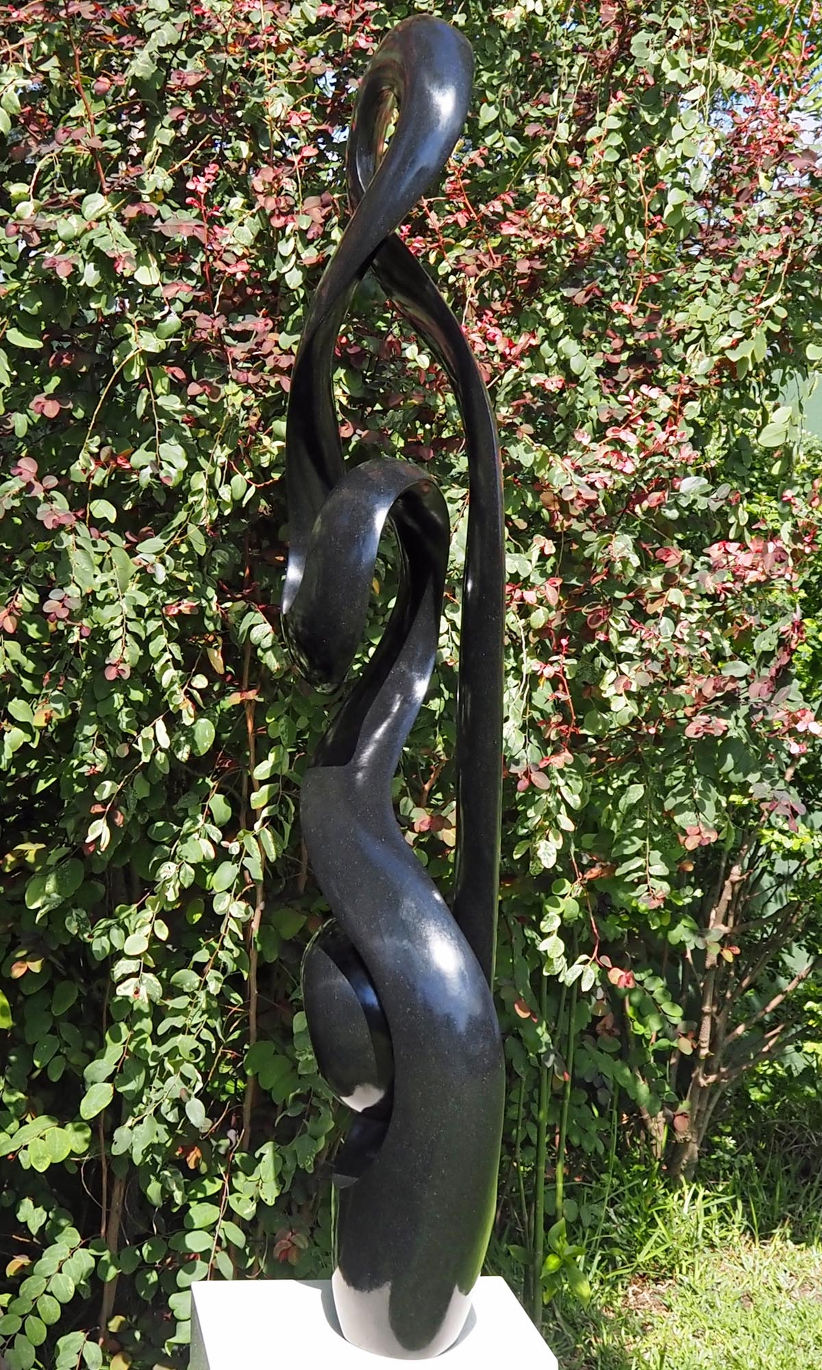 Black stone sculpture garden feature one-off centrepiece - Healthy Growth by Tonderai Sowa - image 8