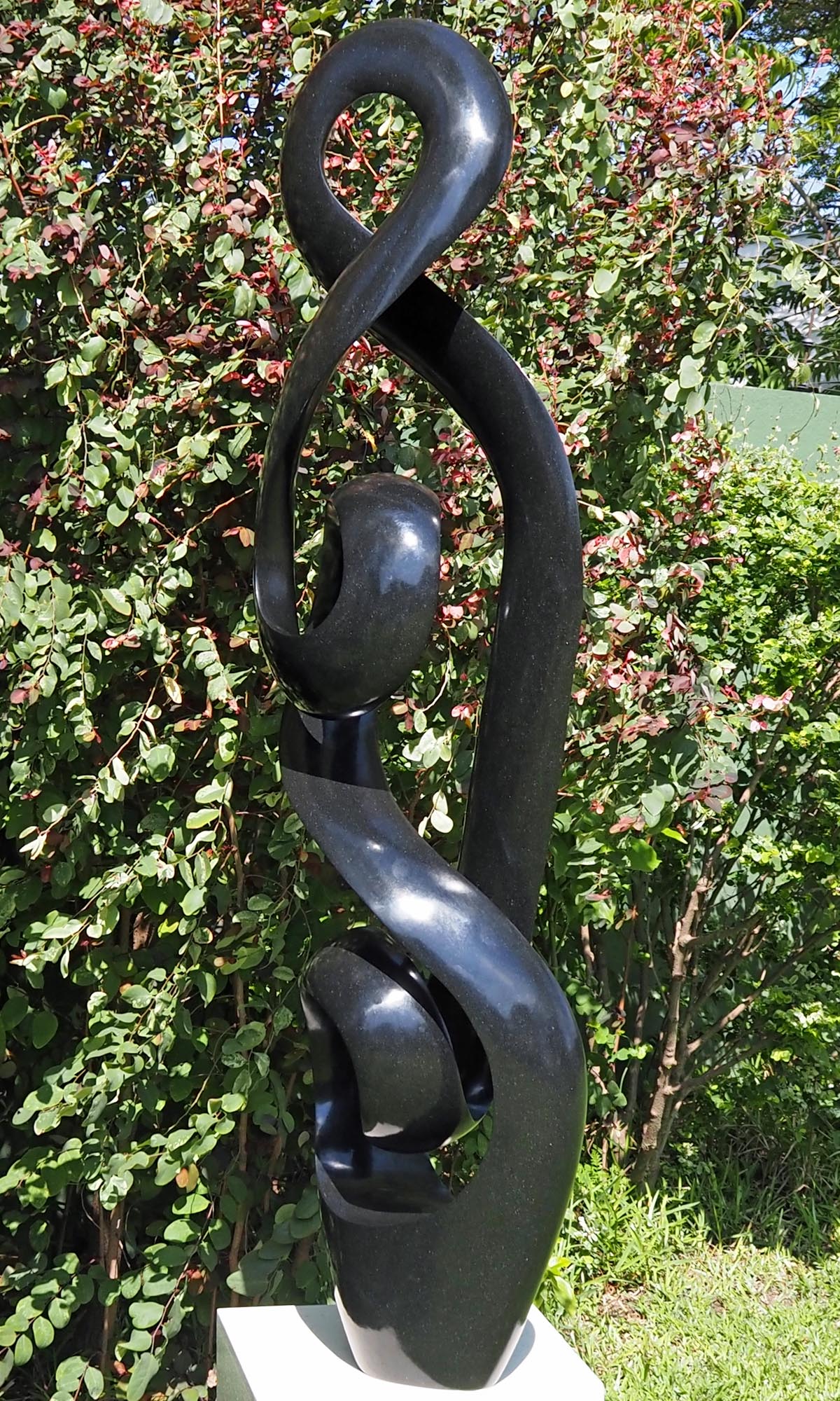 Black stone sculpture garden feature one-off centrepiece - Healthy Growth by Tonderai Sowa - image 9