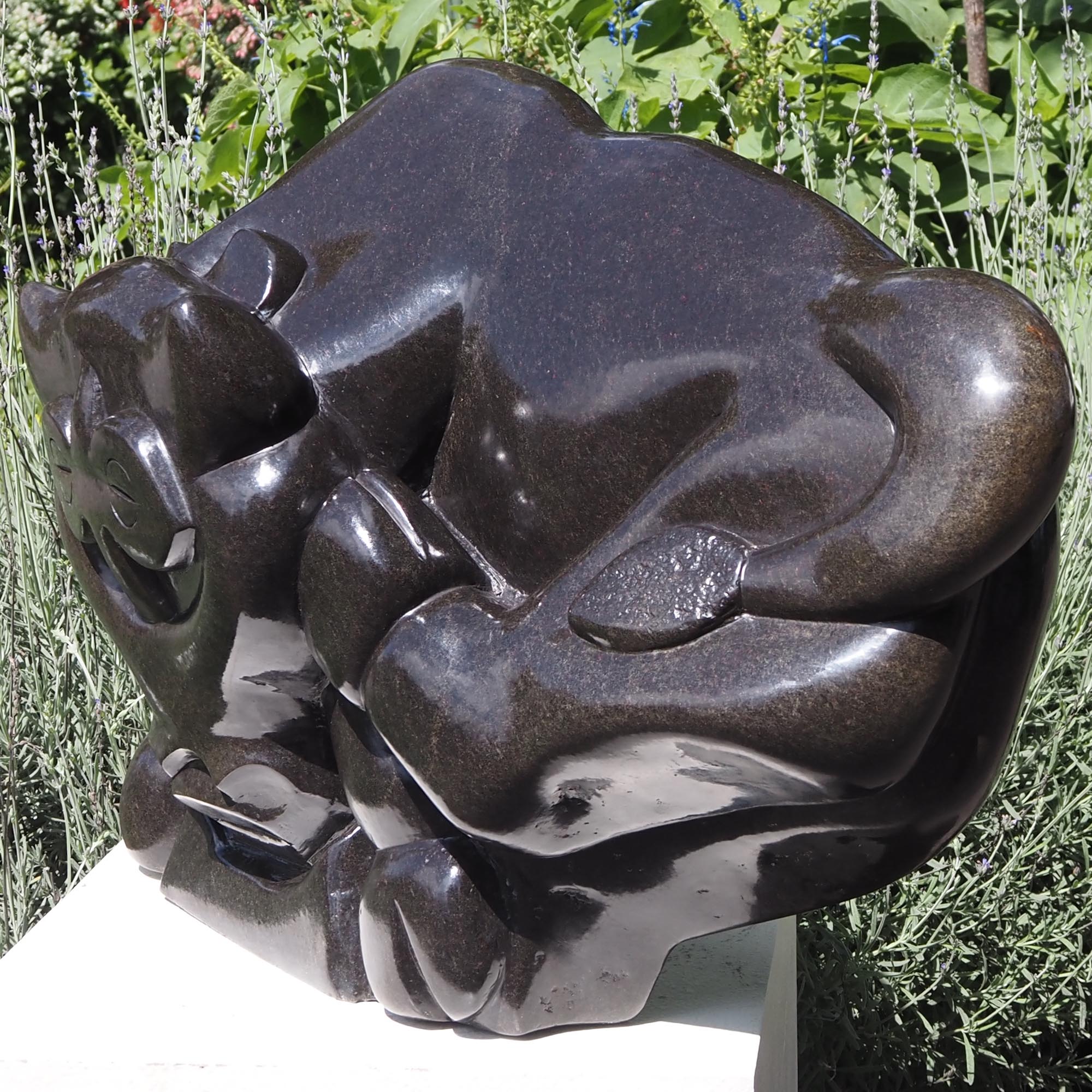 African art collector museum Shona sculpture - Mudzimu Bull by Henry Munyaradzi - front right II