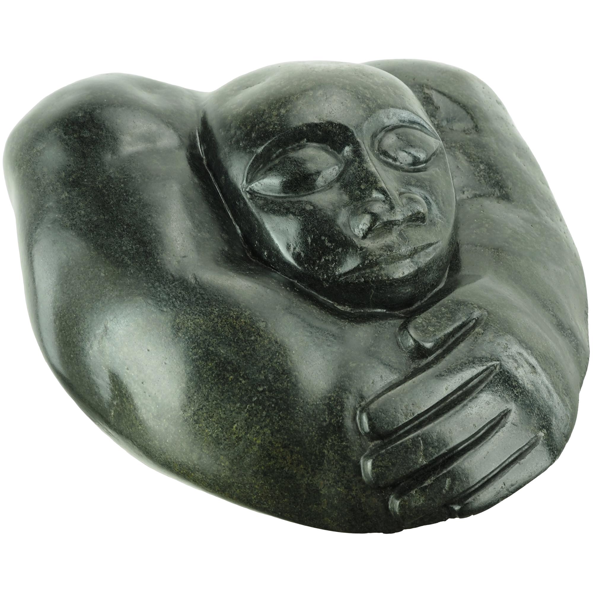 African art collector Shona sculpture from first generation Zimbabwean artist - Humble by Joseph Ndandarika - front left