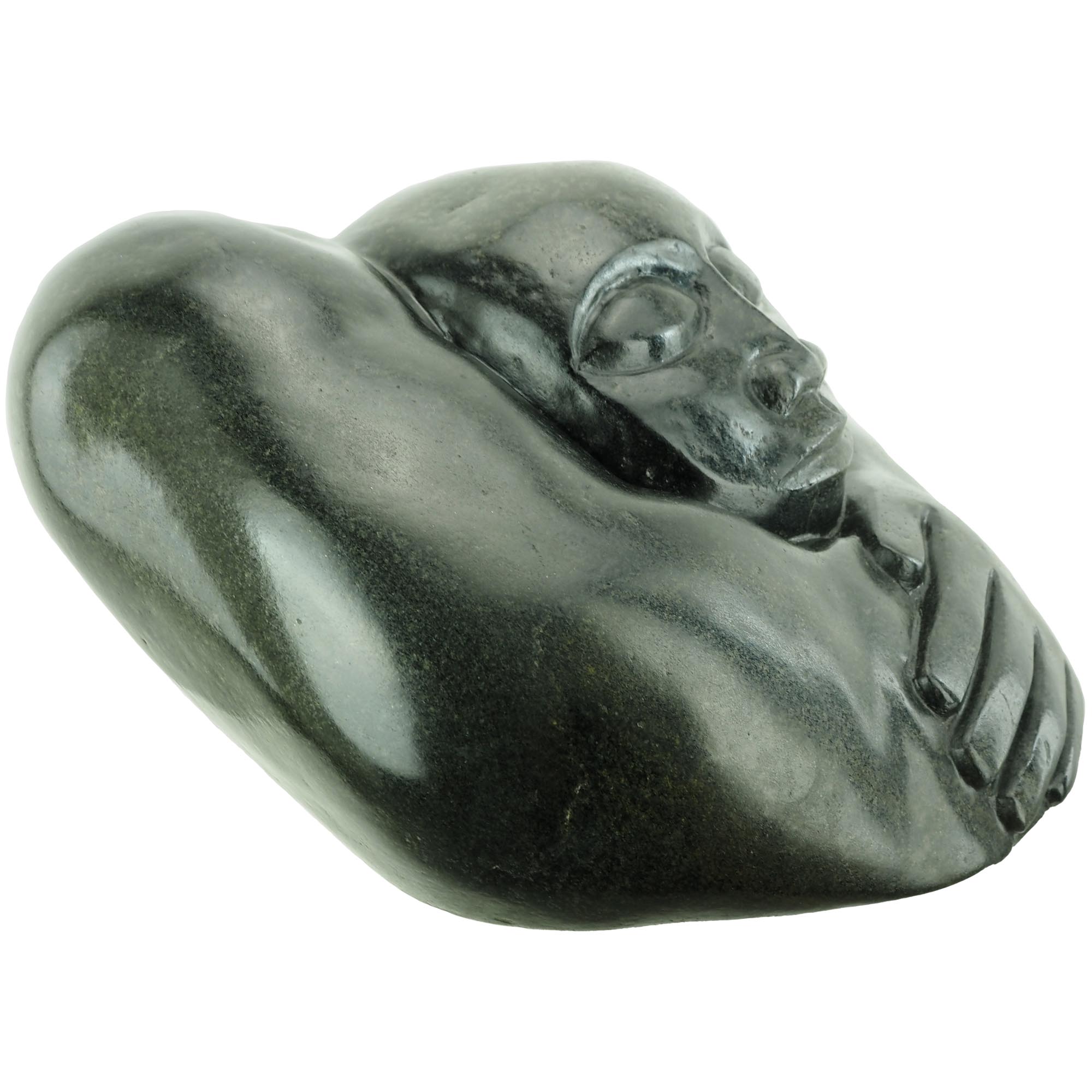 African art collector Shona sculpture from first generation Zimbabwean artist - Humble by Joseph Ndandarika - left side