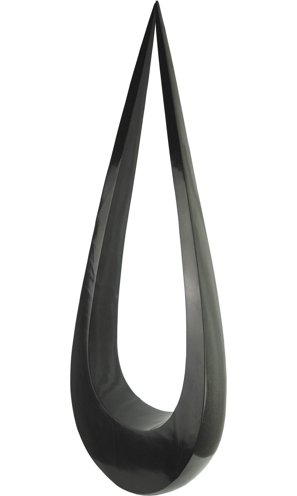 Tall symmetrical black stone one-off sculpture - Meeting Point by Nesbert Mukomberanwa - image 2