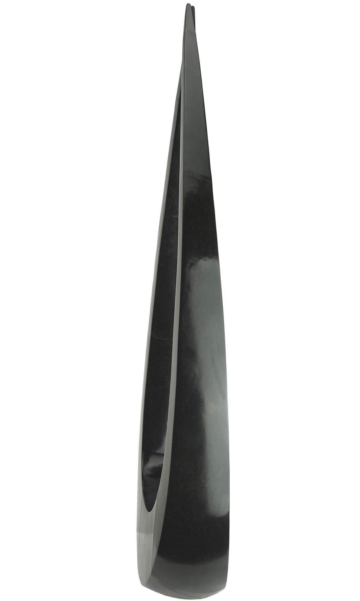 Tall symmetrical black stone one-off sculpture - Meeting Point by Nesbert Mukomberanwa - image 3