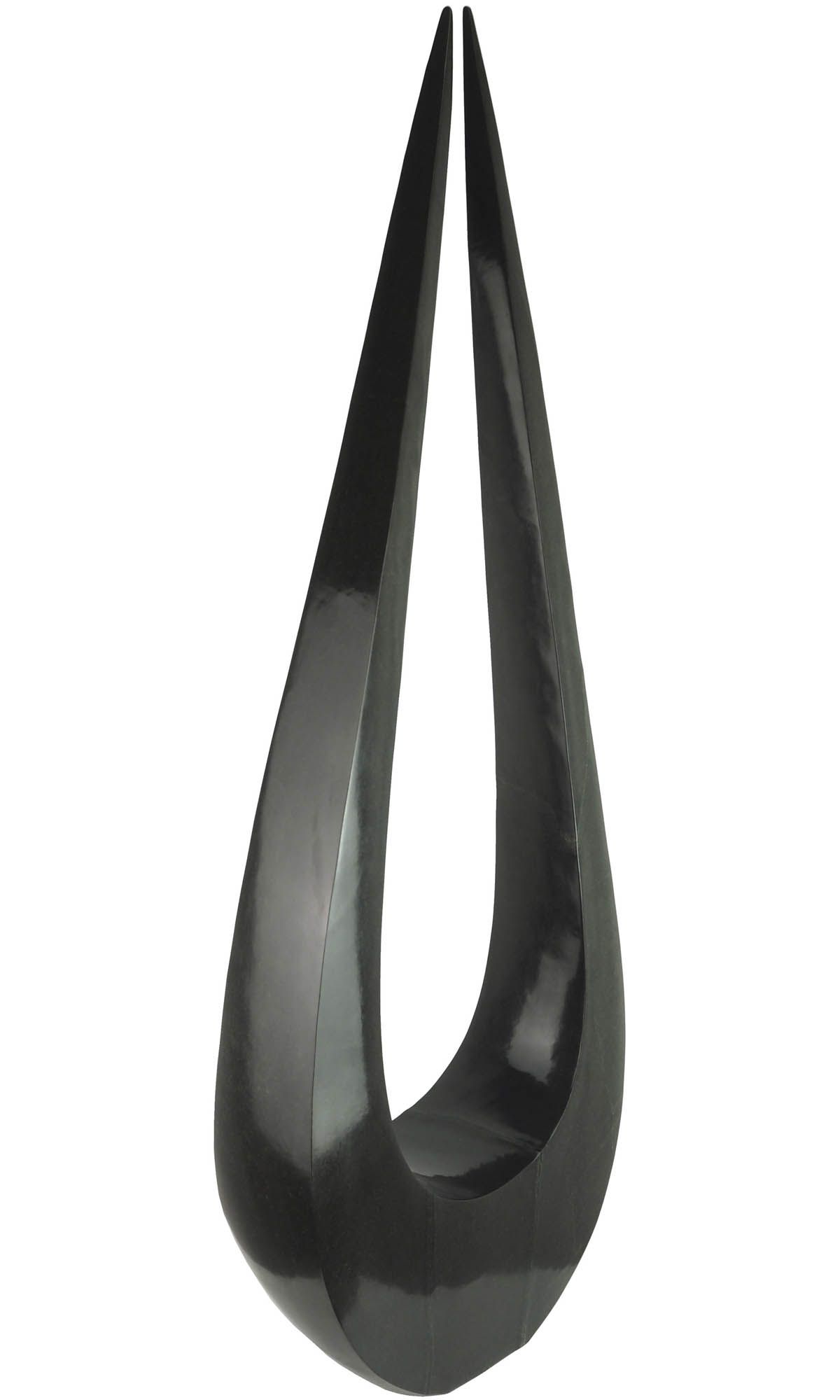 Tall symmetrical black stone one-off sculpture - Meeting Point by Nesbert Mukomberanwa - image 4