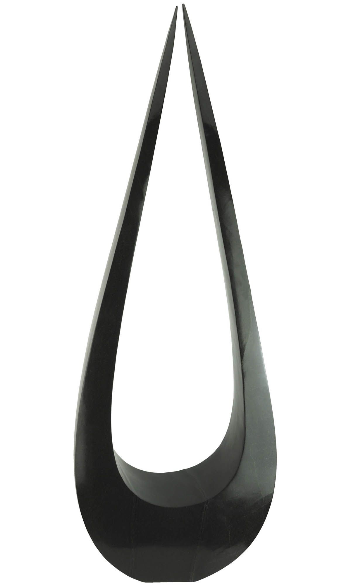 Tall symmetrical black stone one-off sculpture - Meeting Point by Nesbert Mukomberanwa - image 5