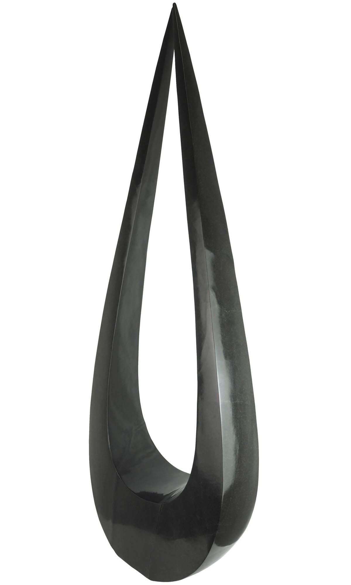 Tall symmetrical black stone one-off sculpture - Meeting Point by Nesbert Mukomberanwa - image 6