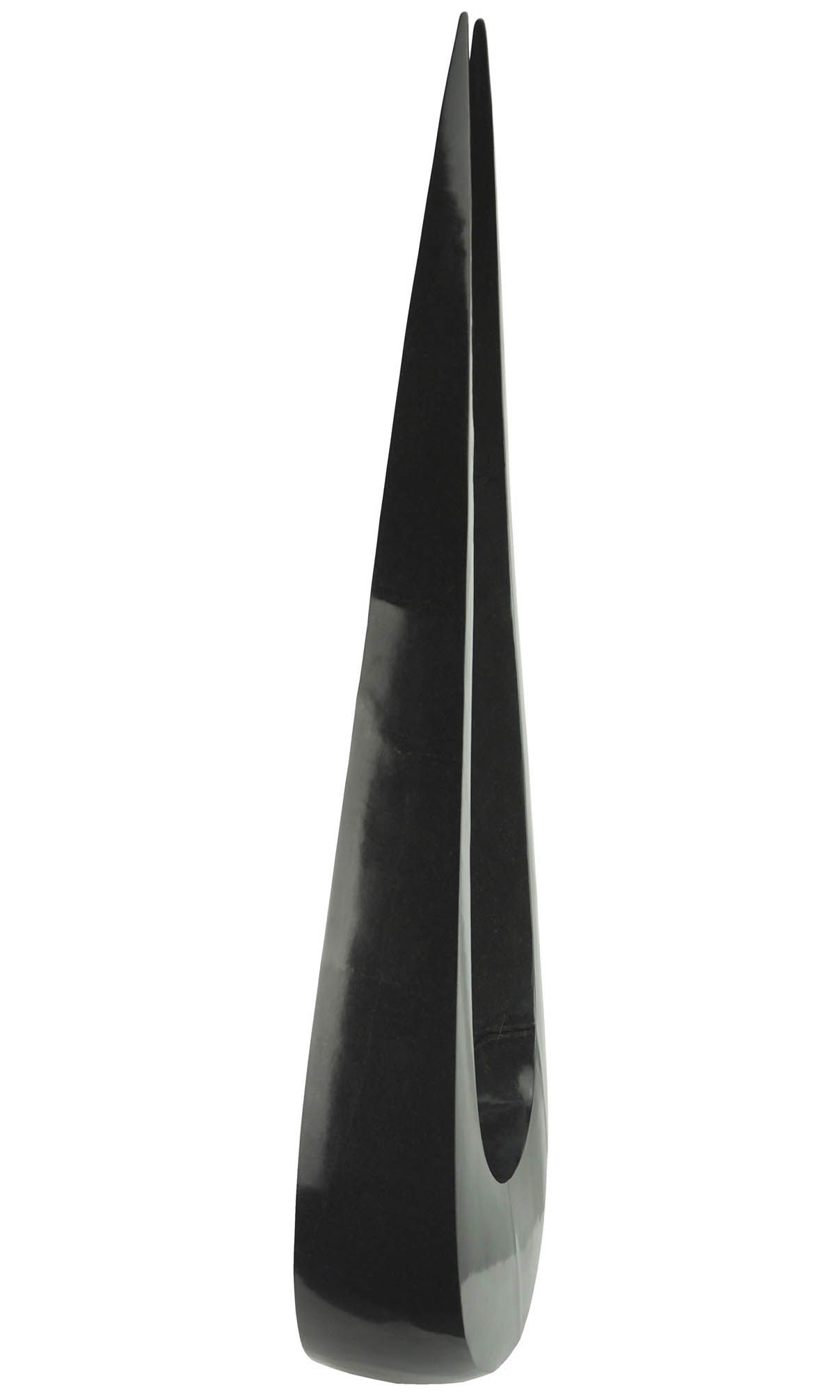 Tall symmetrical black stone one-off sculpture - Meeting Point by Nesbert Mukomberanwa - image 7