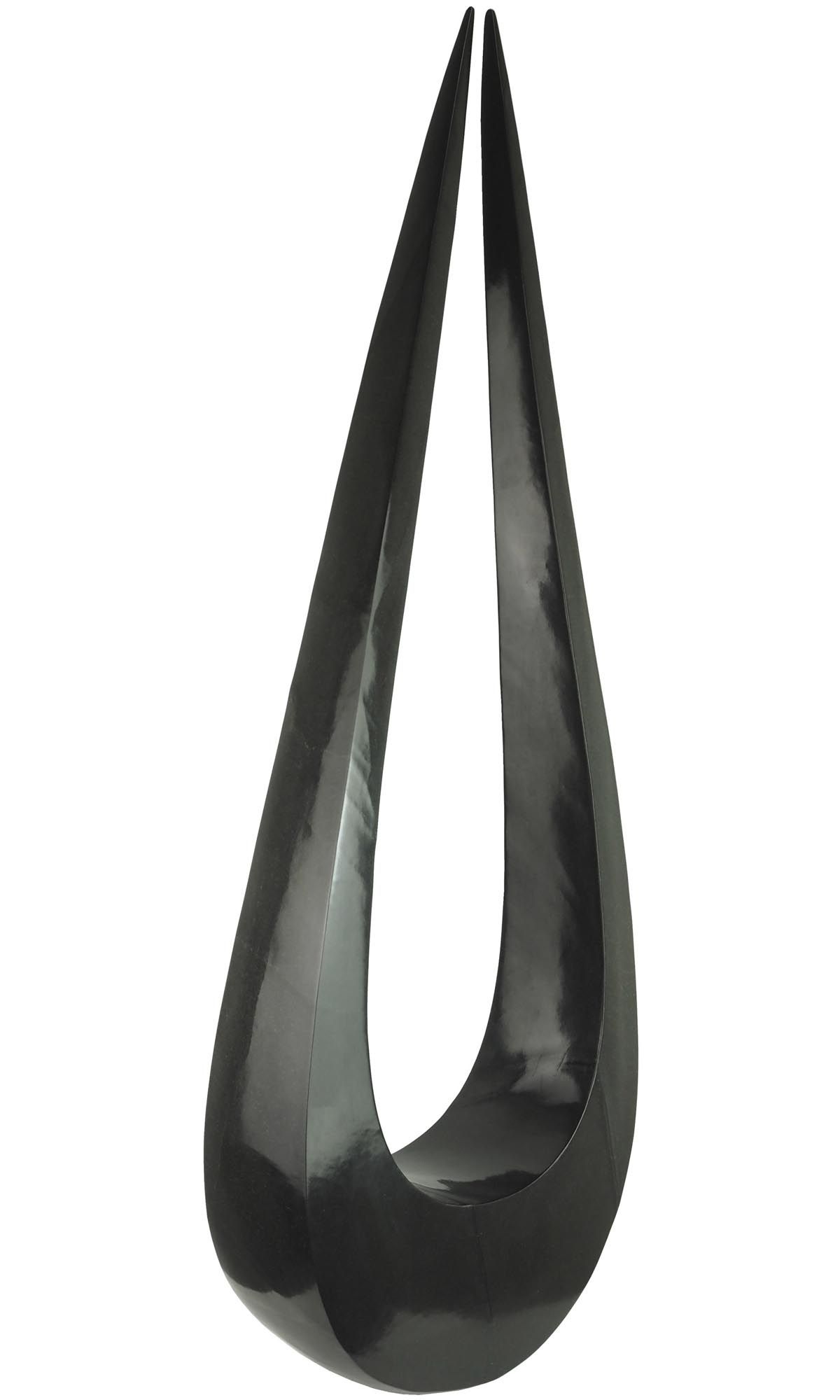 Tall symmetrical black stone one-off sculpture - Meeting Point by Nesbert Mukomberanwa - image 8