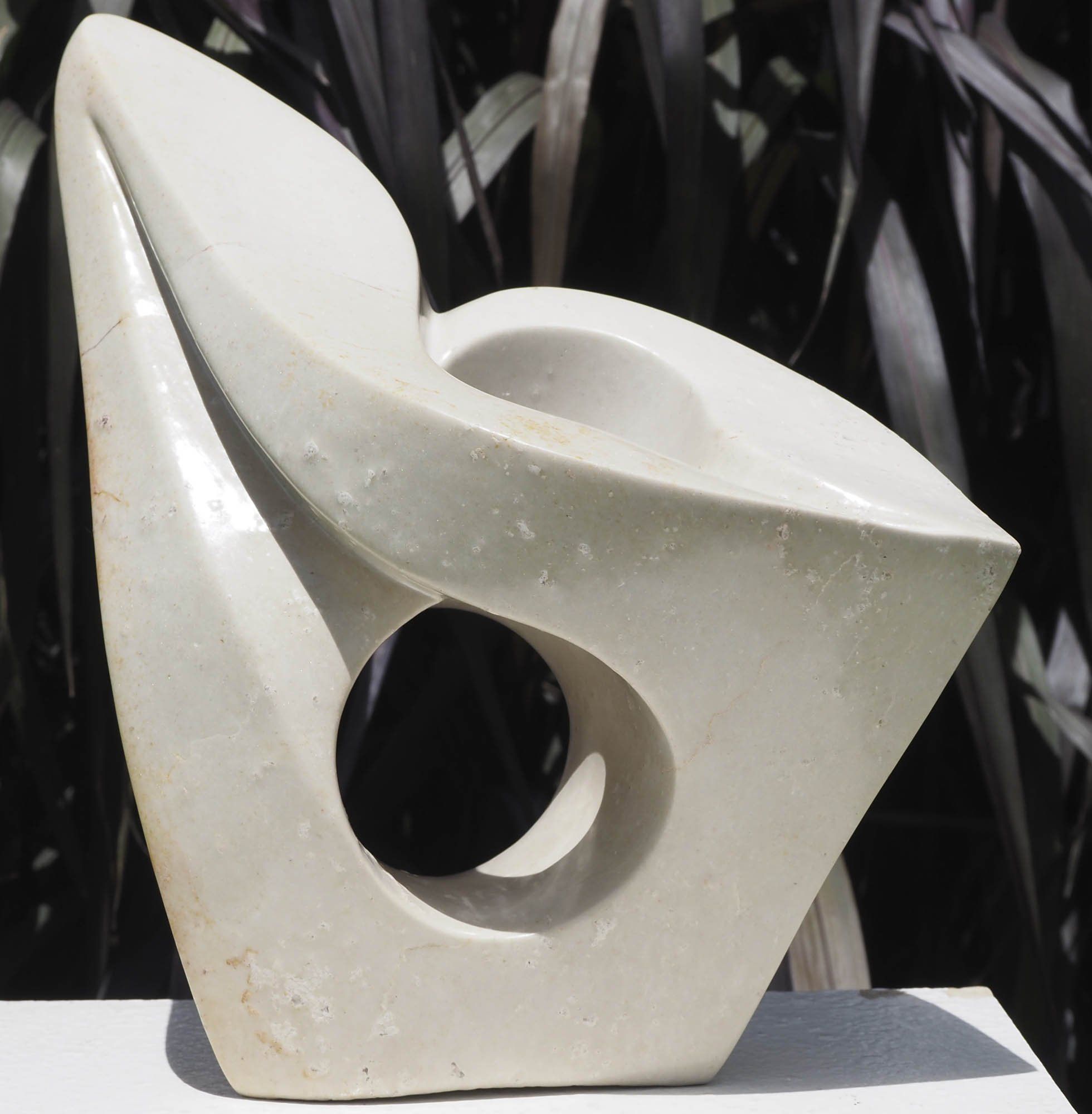 Original abstract white stone sculpture gift - Inspired by Antony Masamba - front view