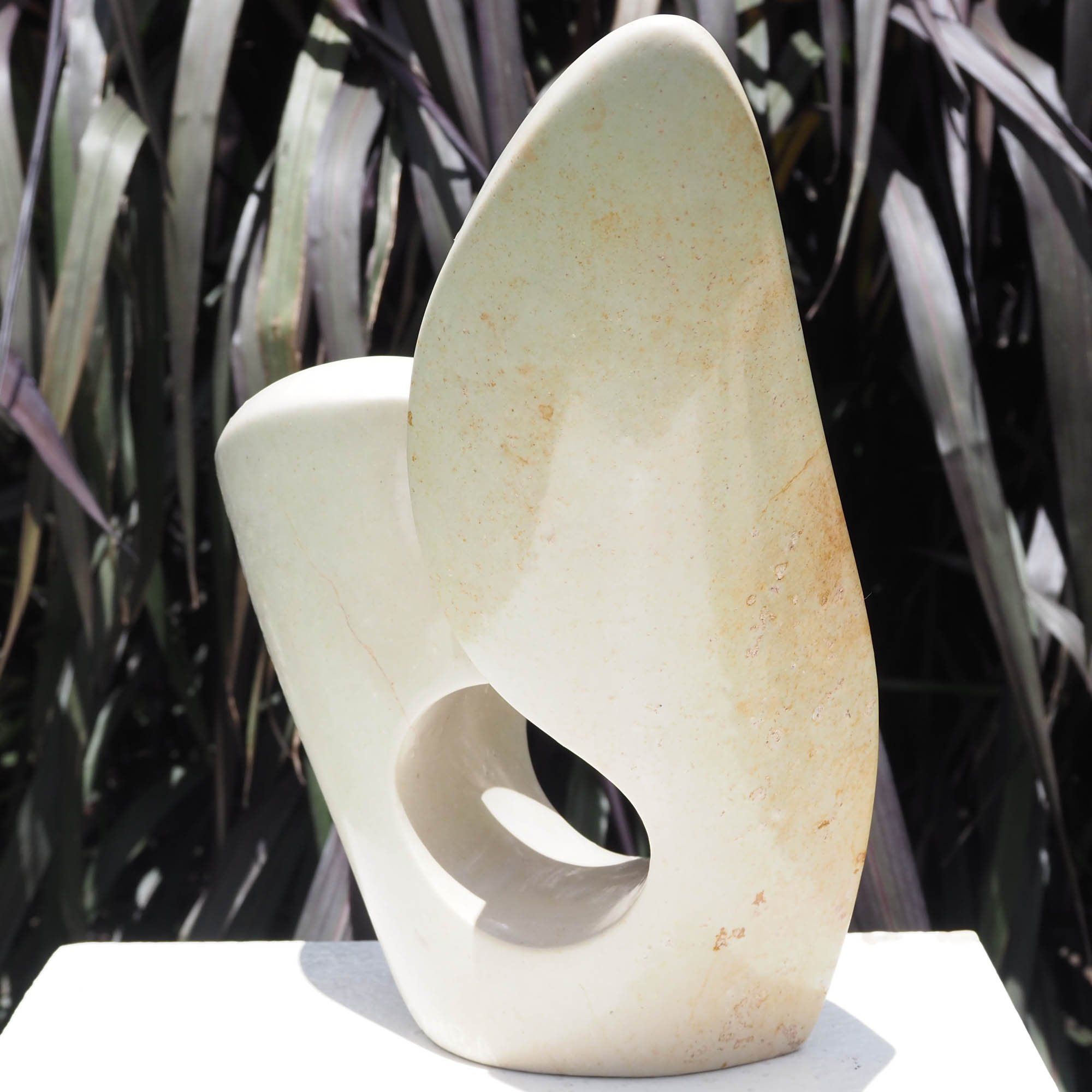 Original abstract white stone sculpture gift - Inspired by Antony Masamba - back right view